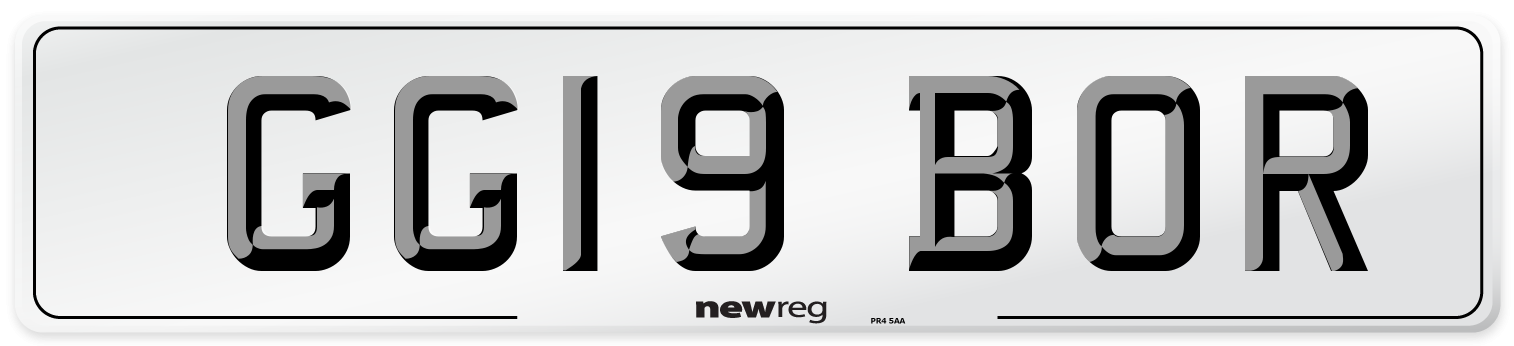 GG19 BOR Number Plate from New Reg